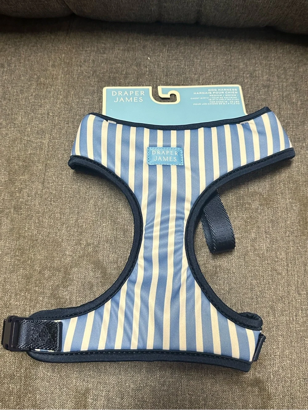 Draper James Blue & White Striped Dog Harness